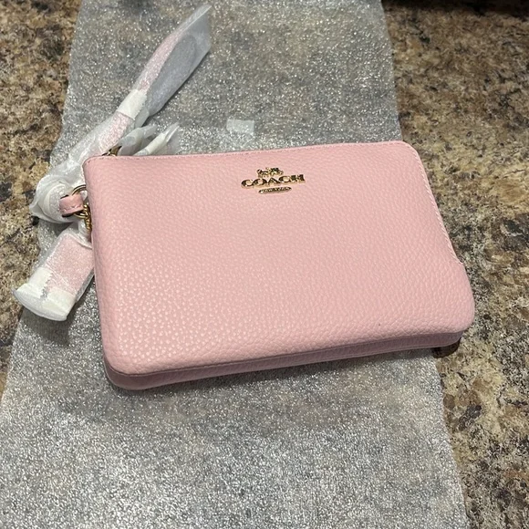 Coach Double Corner Zip Wristlet In Blossom Bags